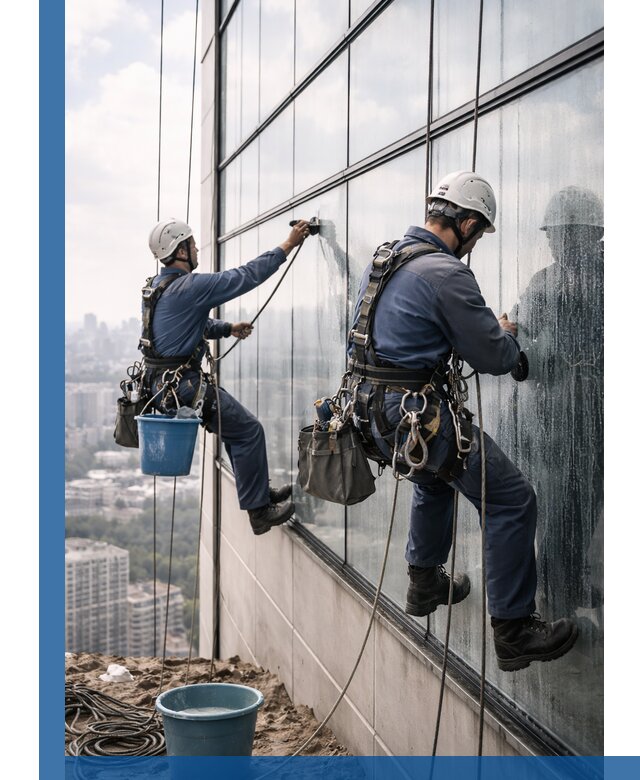 Профессиональная мойка фасадных окон альпинистами в Салавате