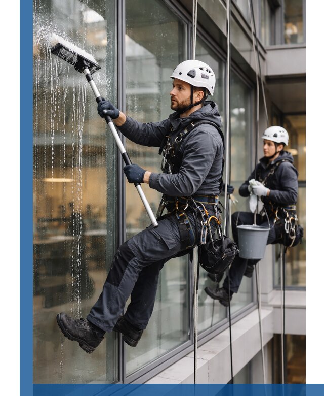 Профессиональная мойка витражей промышленными альпинистами в Салавате