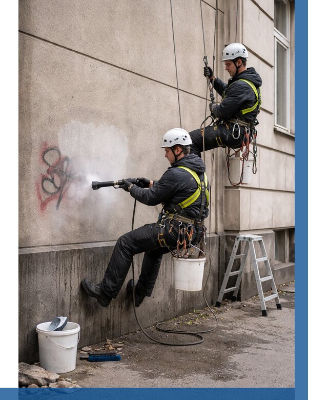 Удаление граффити с фасада в Салавате от 4801 р. | ВЫСОТНИК-Слв