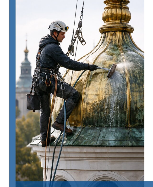 Профессиональная мойка куполов и шпилей высотными альпинистами в Салавате