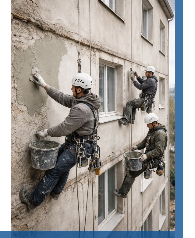 Ремонт штукатурного фасада в Салавате от 800 р. под ключ | ВЫСОТНИК-Слв