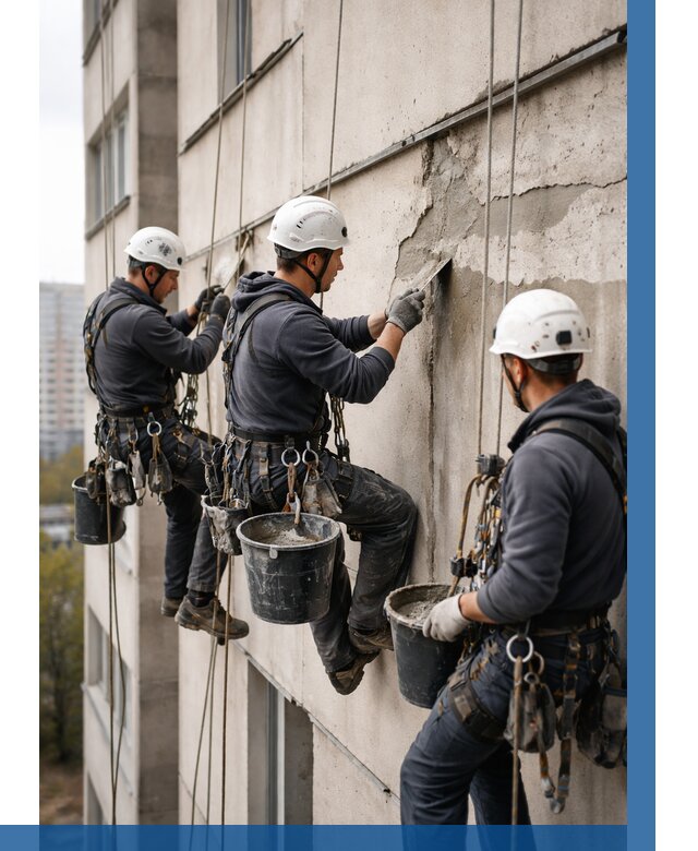 Ремонт бетонных элементов фасада в Салавате от 2667 р. | ВЫСОТНИК-Слв