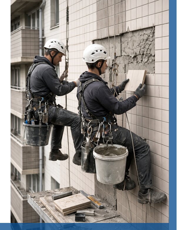 Ремонт облицовки фасада плиткой в Салавате от 1920 р. | ВЫСОТНИК-Слв