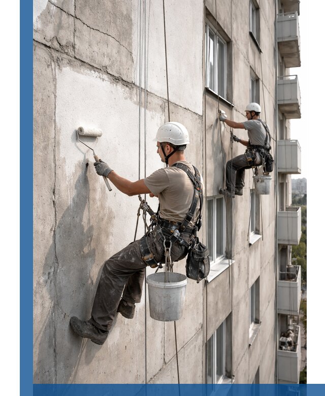 Покраска бетонного фасада в Салавате для жилых и промышленных объектов