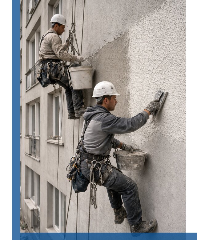 Нанесение декоративной штукатурки короед на фасад в Салавате