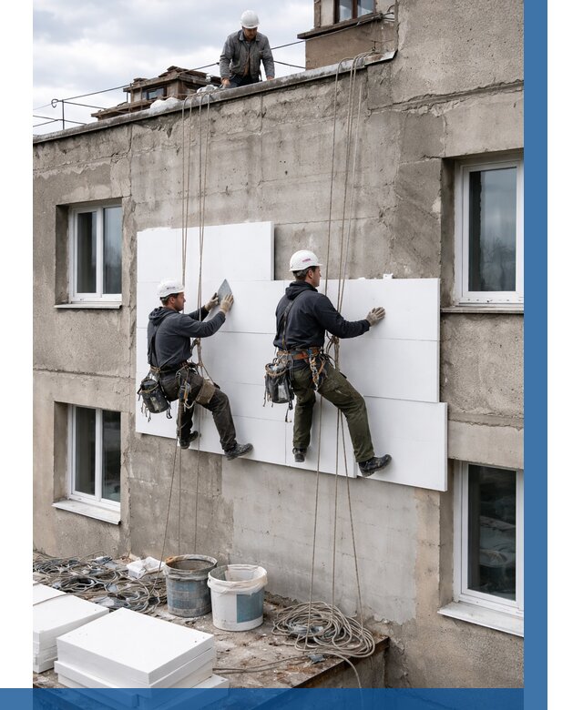 Утепление фасада пенополистиролом в Салавате от 1920 р. | ВЫСОТНИК-Слв