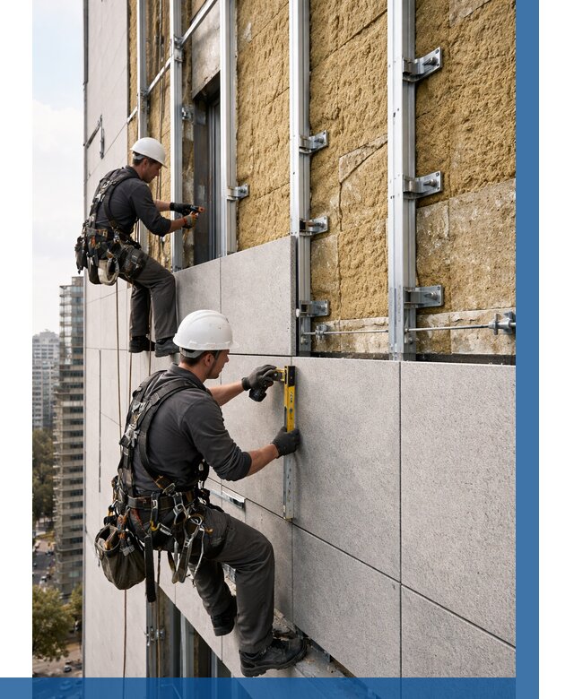 Монтаж вентилируемого фасада в Салавате от 3734 р. | ВЫСОТНИК-Слв