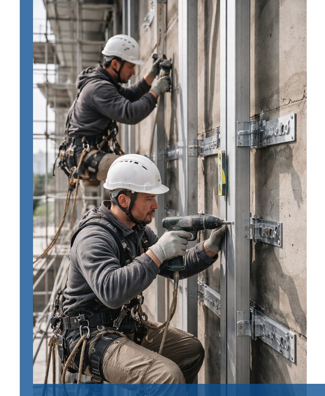 Монтаж и крепление подсистемы вентфасада в Салавате