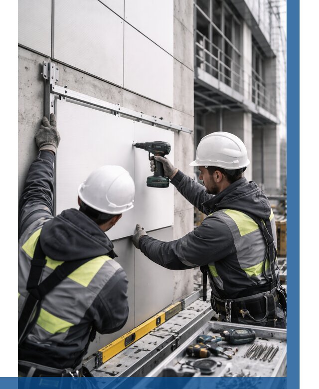 Монтаж композитных панелей фасада в Салавате от 2667 р. | ВЫСОТНИК-Слв