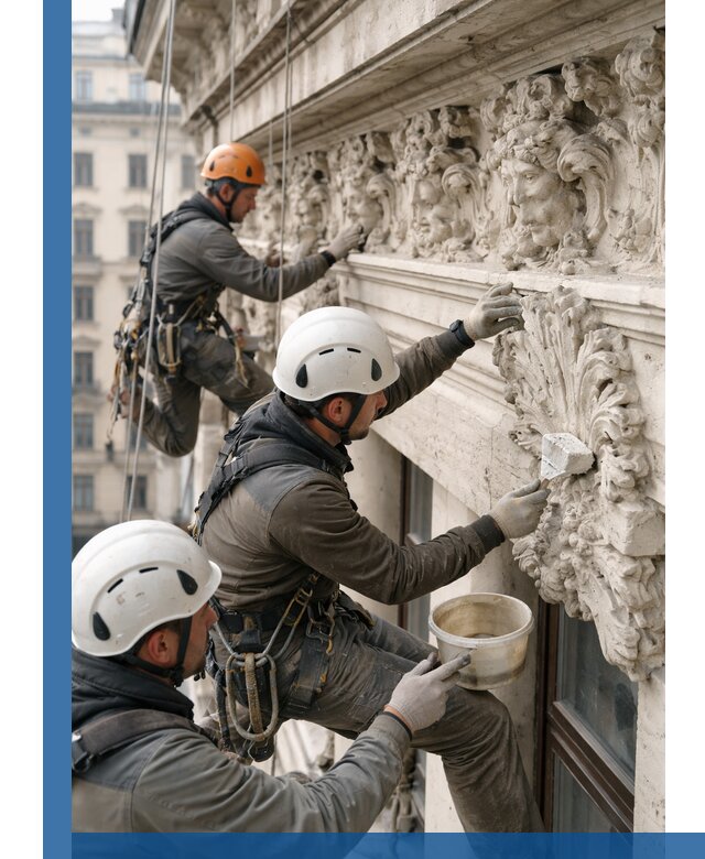 Реставрация фасадной лепнины с высотными работами в Салавате