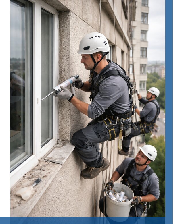 Герметизация оконных швов снаружи в Салавате от 1600 р. | ВЫСОТНИК-Слв