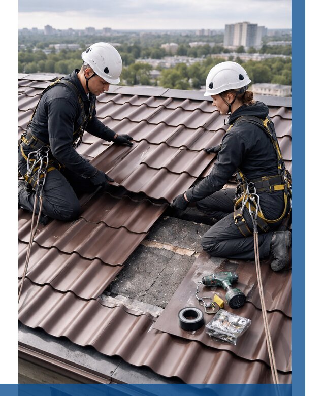 Ремонт металлочерепицы на крыше в Салавате от 960 р. | ВЫСОТНИК-Слв