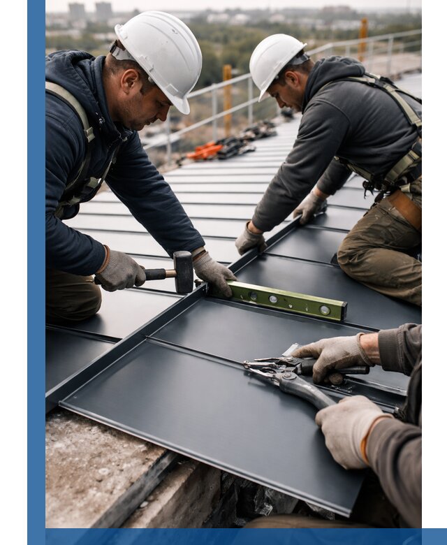 Монтаж фальцевой кровли в Салавате для промышленных зданий