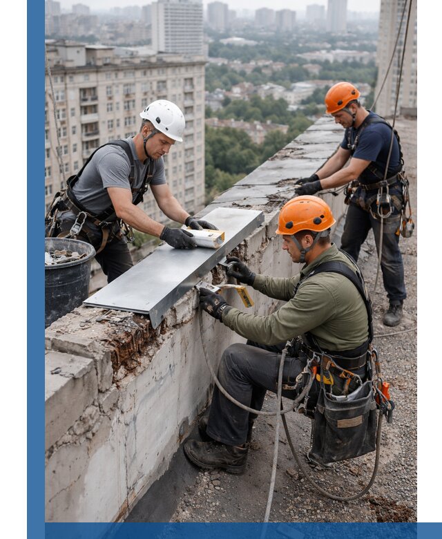 Ремонт парапета на кровле в Салавате, высотные работы с гарантией