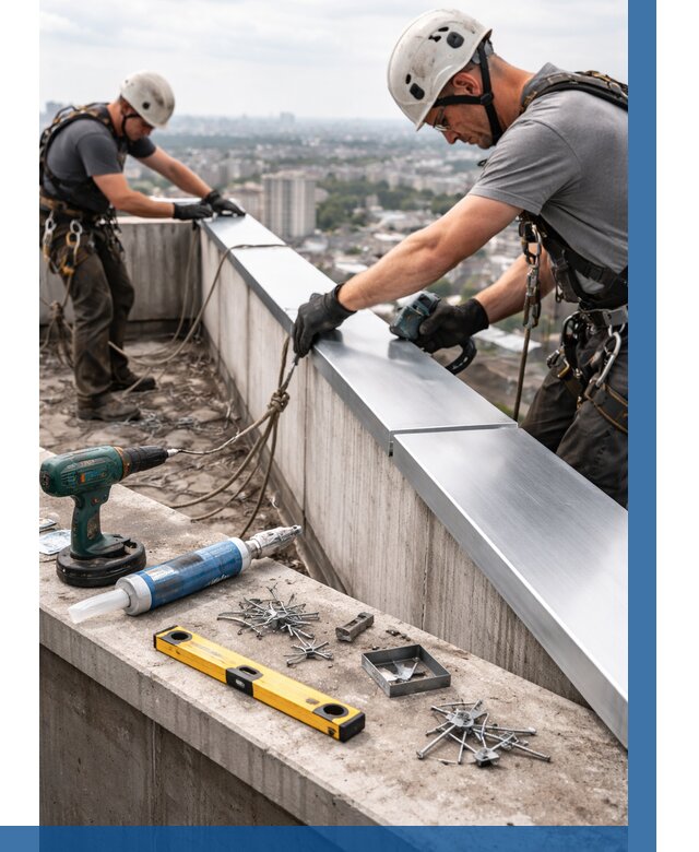 Монтаж парапетных крышек в Салавате от 854 р. | ВЫСОТНИК-Слв