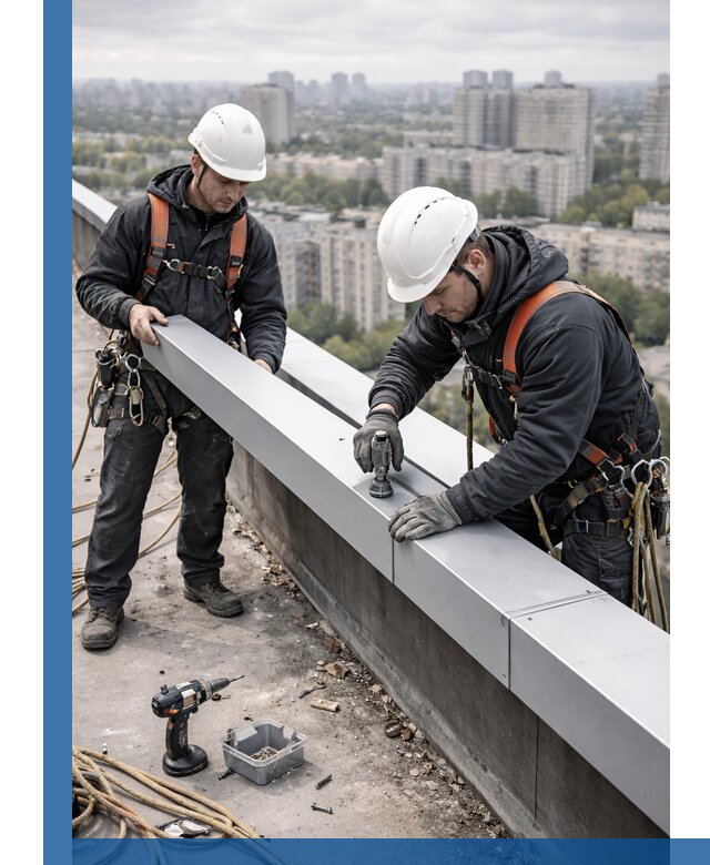 Монтаж парапетных крышек и ограждений кровли в Салавате