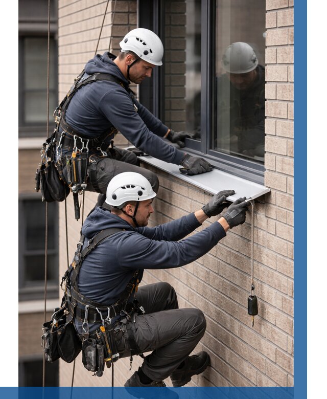 Монтаж оконных отливов под ключ в Салавате от 3734 р. | ВЫСОТНИК-Слв