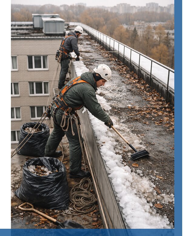 Очистка кровли по периметру в Салавате от 587 р. | ВЫСОТНИК-Слв