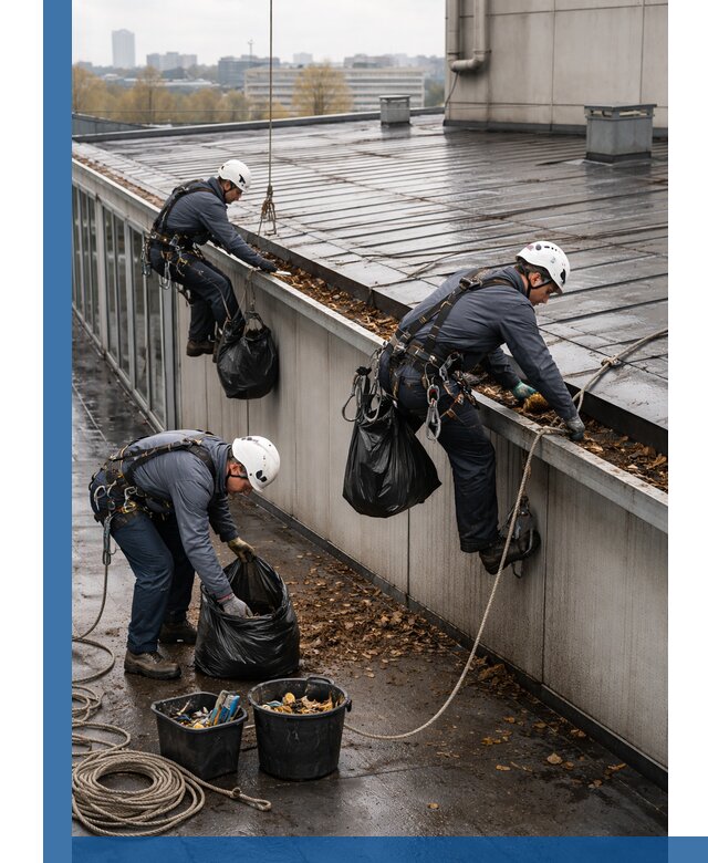 Очистка кровли по периметру в Салавате силами промышленных альпинистов