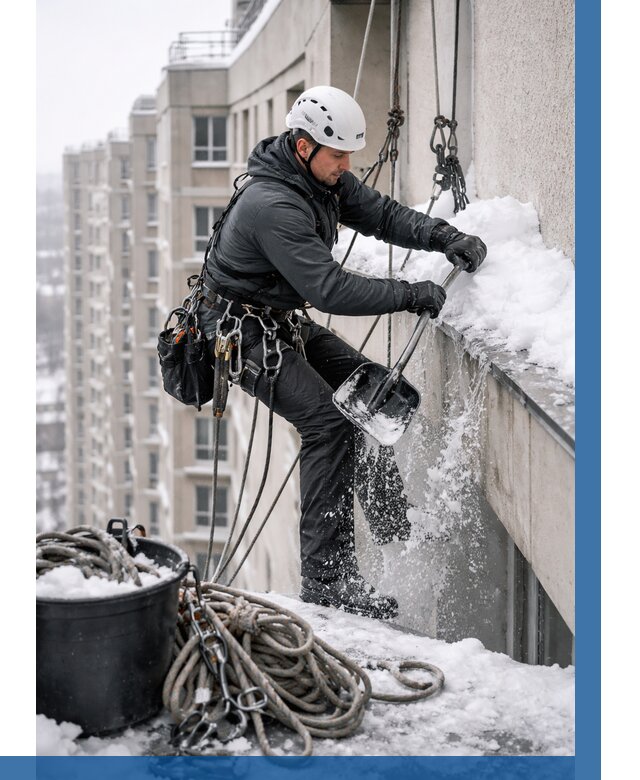 Очистка карнизов от снега в Салавате от 320 р. | ВЫСОТНИК-Слв