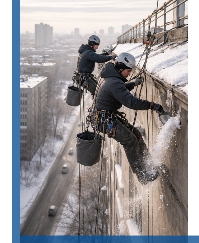 Очистка карнизов от снега в Салавате профессионально и безопасно