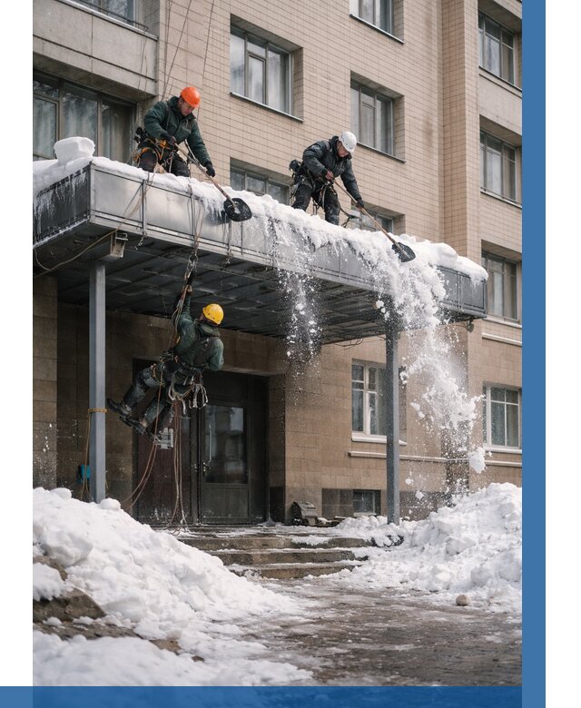 Очистка козырьков от снега в Салавате от 3734 р. | ВЫСОТНИК-Слв