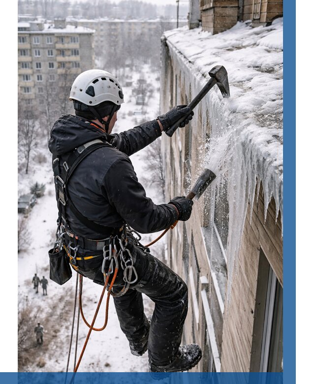 Сбивание сосулек с крыши в Салавате по цене от 4801 р. | ВЫСОТНИК-Слв