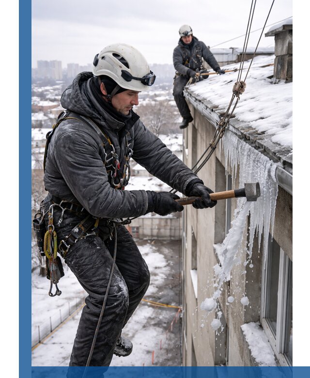Сбивание и удаление сосулек с крыши в Салавате безопасно