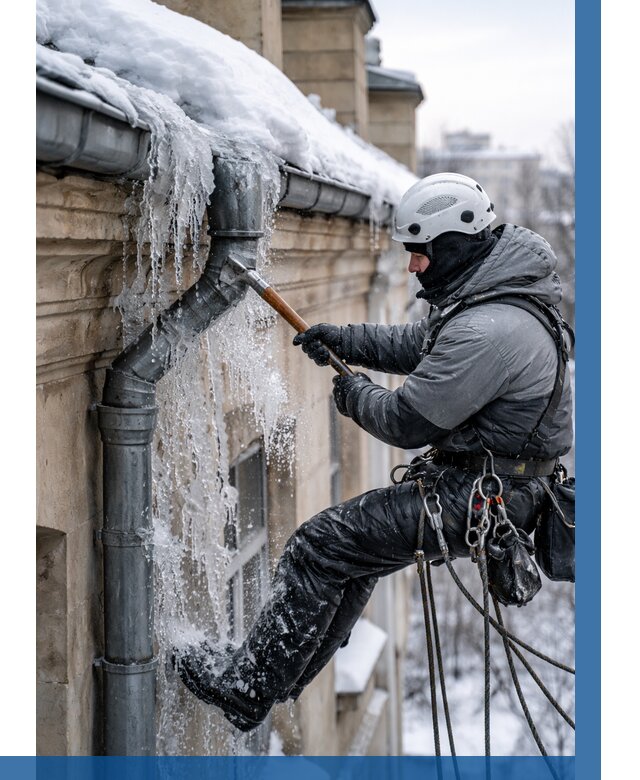 Очистка водостоков от льда в Салавате от 3734 р. | ВЫСОТНИК-Слв