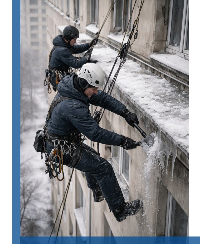 Удаление наледи и сосулек с карнизов в Салавате профессионально
