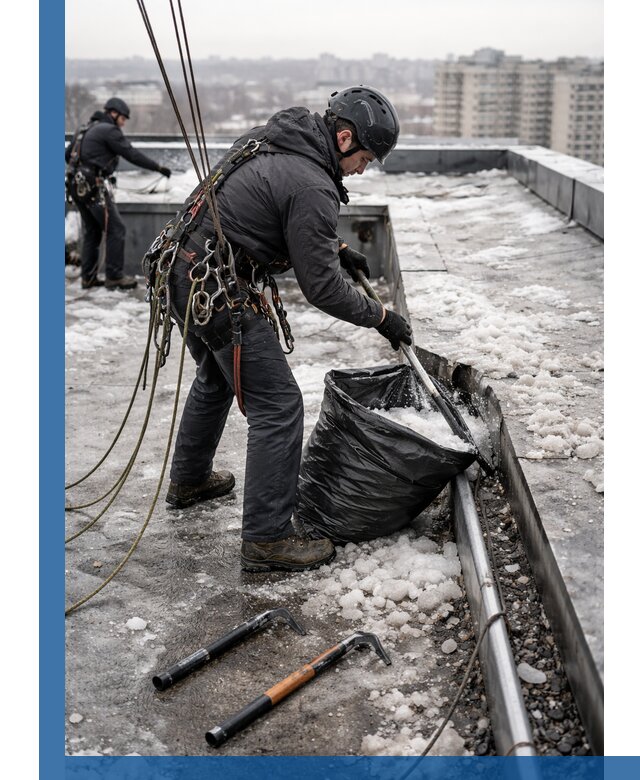 Аварийная очистка кровли в Салавате от промальпинистов