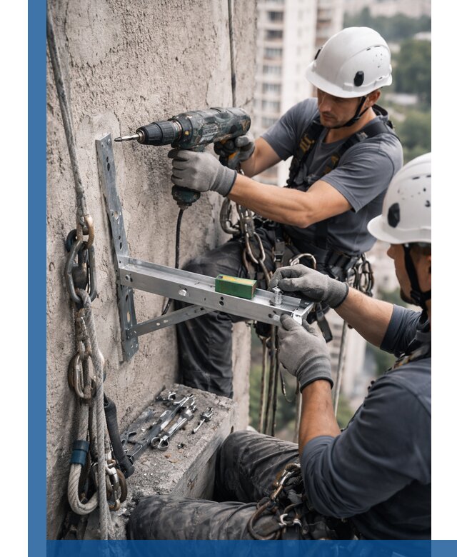 Установка кронштейнов кондиционера и крепежа в Салавате