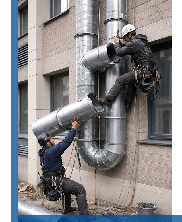 Монтаж фасадных воздуховодов в Салавате с герметизацией и крепежом