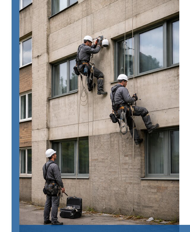 Монтаж фасадных камер видеонаблюдения в Салавате под ключ