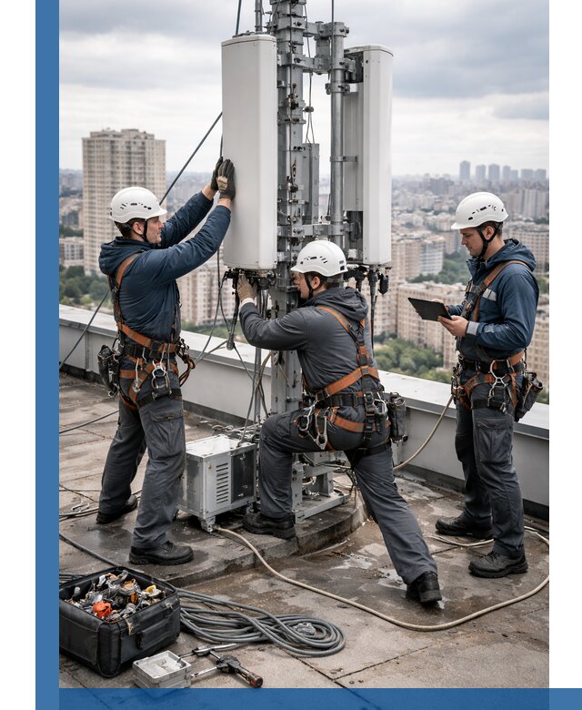 Монтаж антенн связи на крыше в Салавате с вводом в эксплуатацию