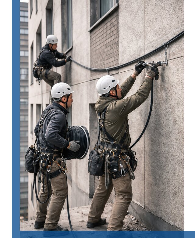 Прокладка кабеля по фасаду в Салавате, профессиональный монтаж