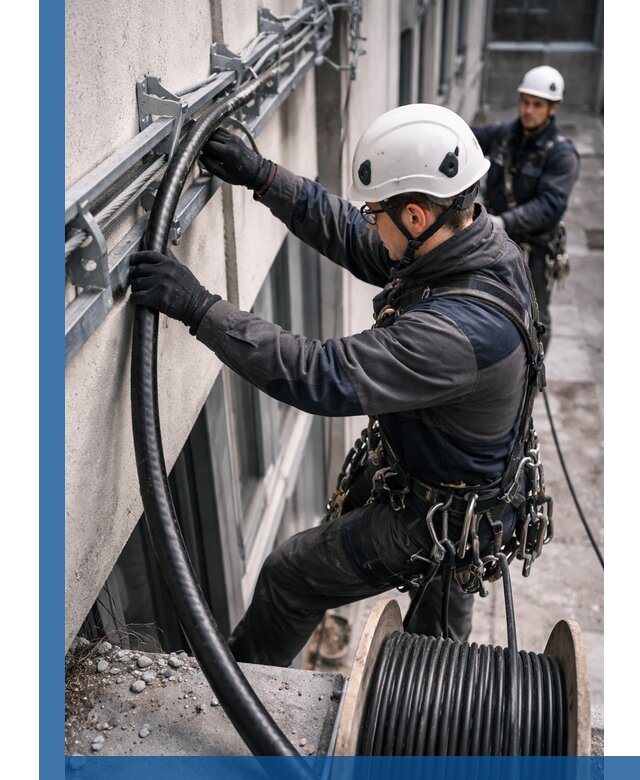 Протяжка кабеля питания на высоте в Салавате с гарантией безопасности и качества