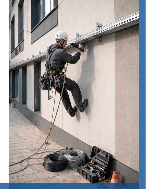 Монтаж кабельных лотков на фасаде в Салавате от 1280 р. | ВЫСОТНИК-Слв