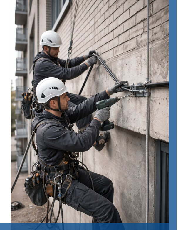 Крепление кабеля на фасаде в Салавате от 373 р. | ВЫСОТНИК-Слв