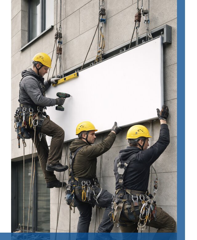 Монтаж рекламной вывески в Салавате от 8535 р. | ВЫСОТНИК-Слв