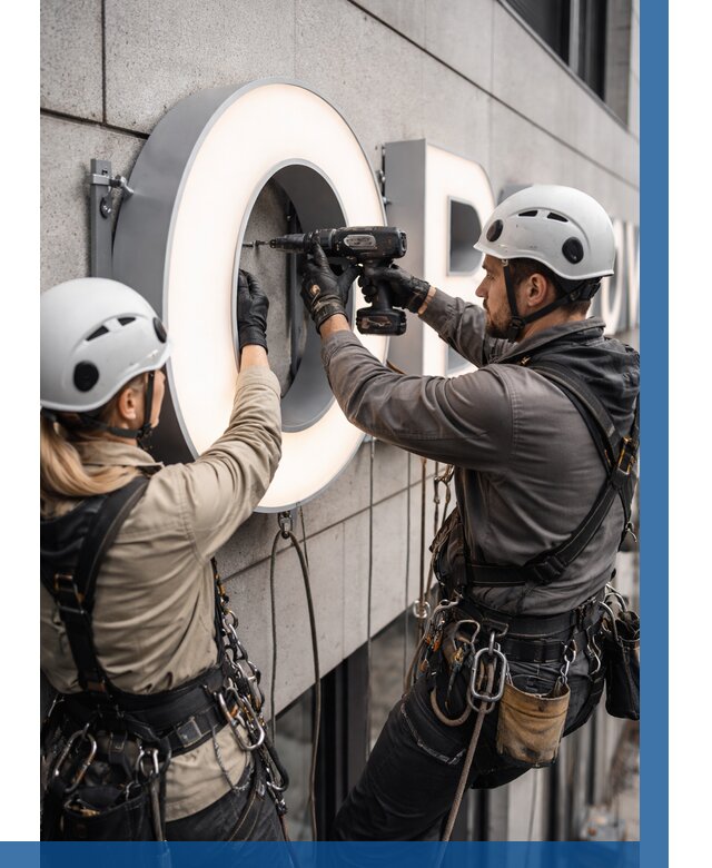 Монтаж световых букв в Салавате от 3201 р. под ключ ВЫСОТНИК-Слв