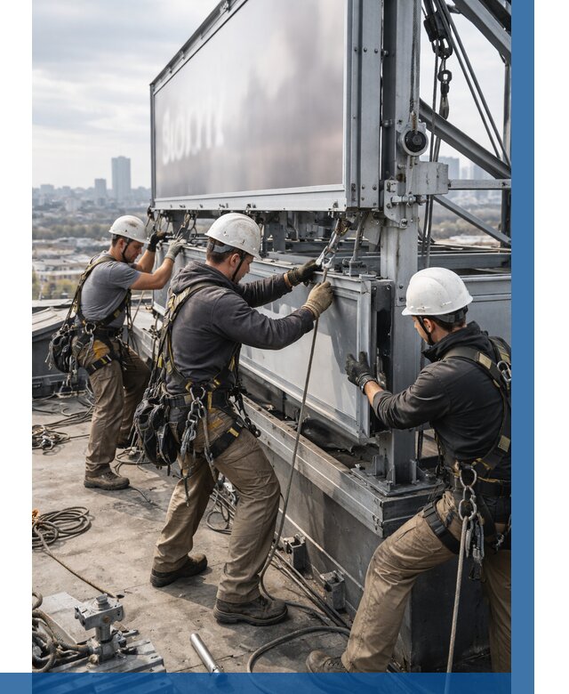 Монтаж крышной рекламной конструкции в Салавате от 64014 р.|ВЫСОТНИК-Слв