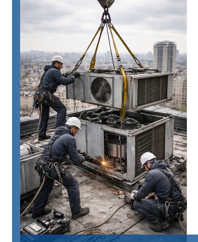 Демонтаж крышной установки в Салавате любой сложности