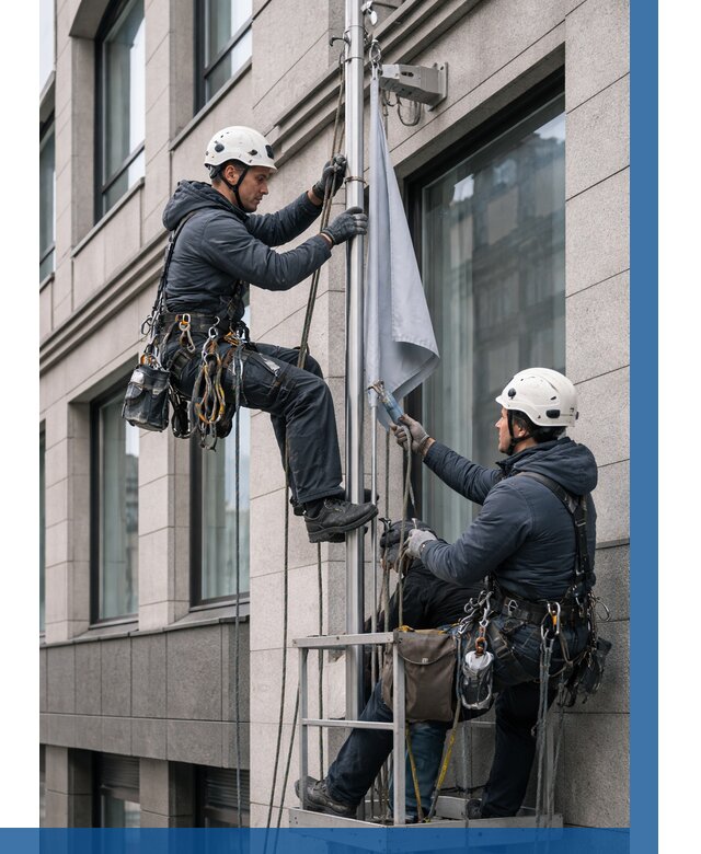 Установка флагов на фасаде в Салавате от 4801 р. | ВЫСОТНИК-Слв