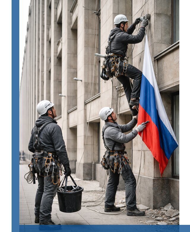 Профессиональная установка флагов на фасаде в Салавате