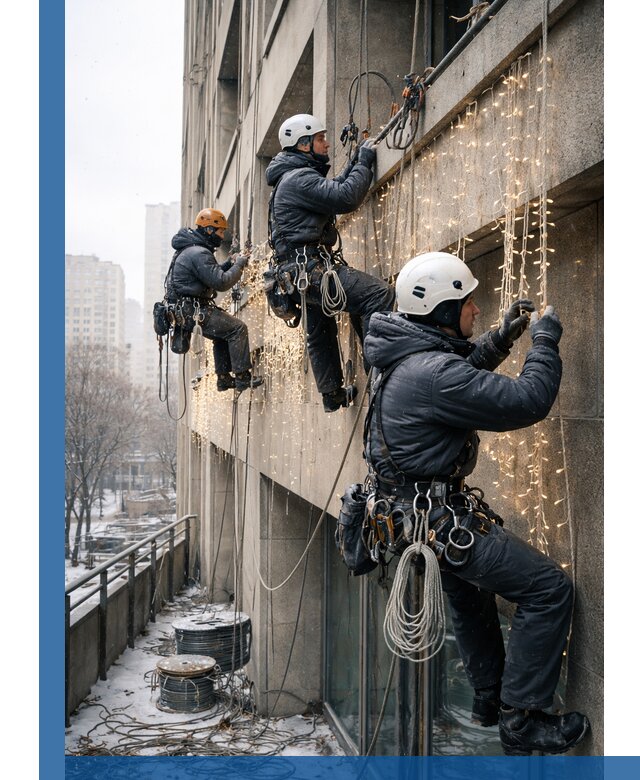 Монтаж новогодней иллюминации и украшение фасадов в Салавате