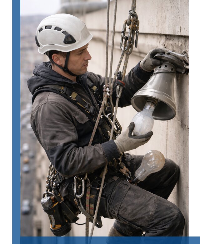 Замена ламп на высоте в Салавате профессионально и быстро