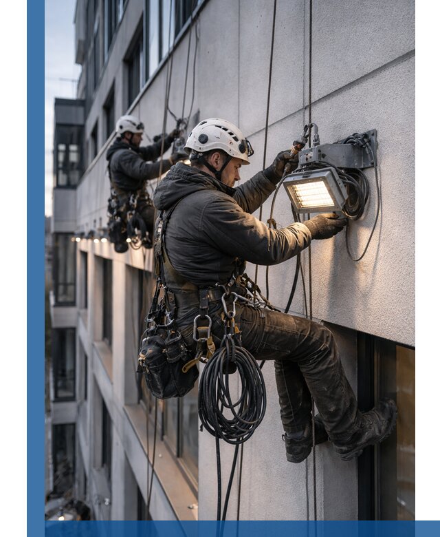 Монтаж фасадного освещения в Салавате установка и подключение