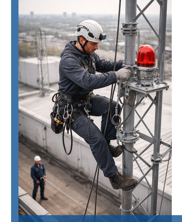 Монтаж заградительных огней и обслуживание объектов в Салавате