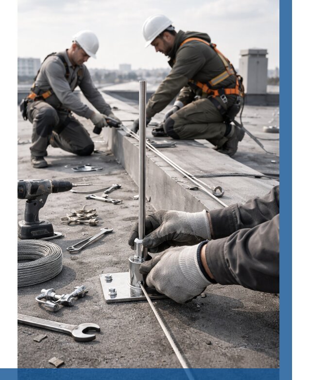 Монтаж молниезащиты на кровле в Салавате цена от 26673 р. | ВЫСОТНИК-Слв